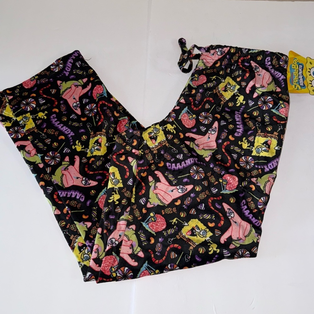NWT Sponge Bob Square Pants Candy Halloween Fleece Sleep Pajama Pants Men’s Sz M
